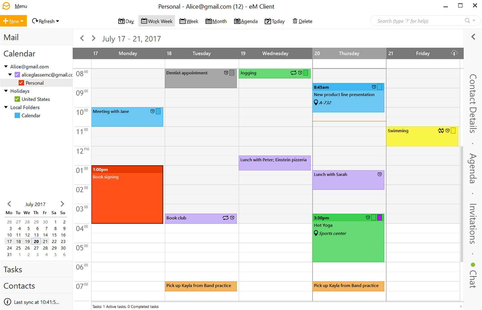 organizing calendar in em client