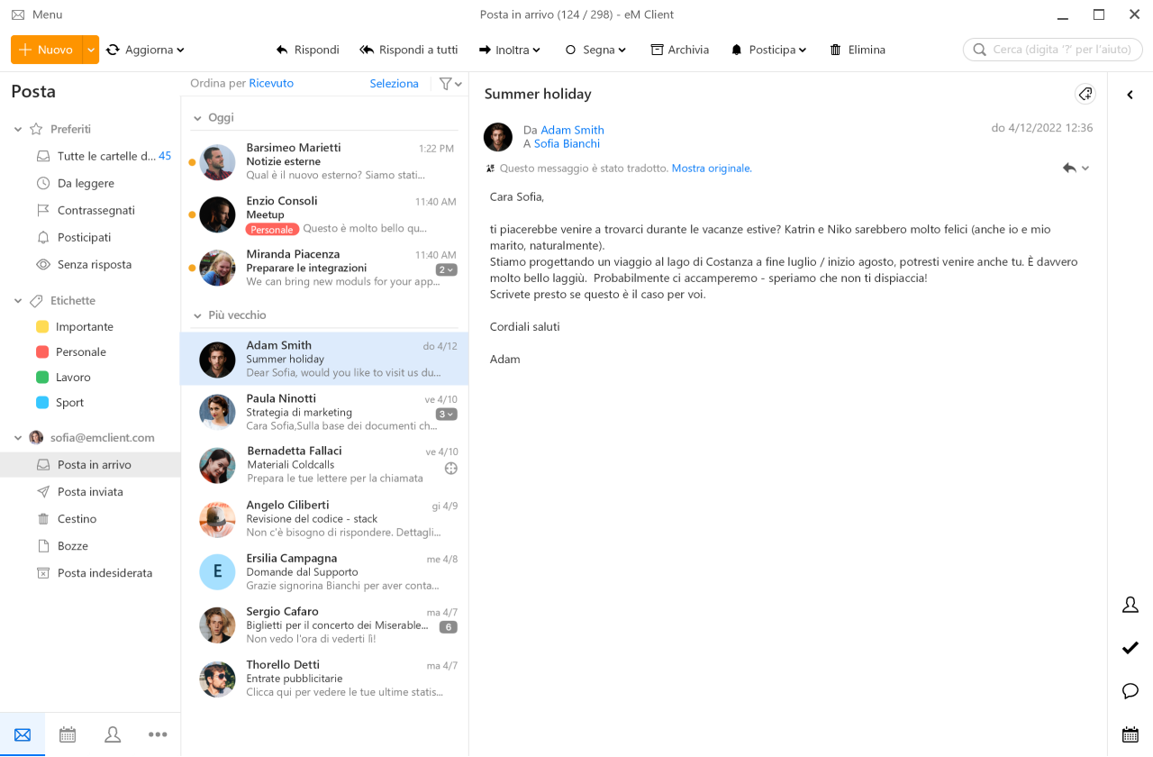 Caratteristiche - Email | eM Client